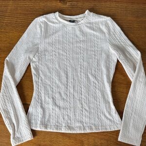 SHEIN White Textured Long Sleeve Top